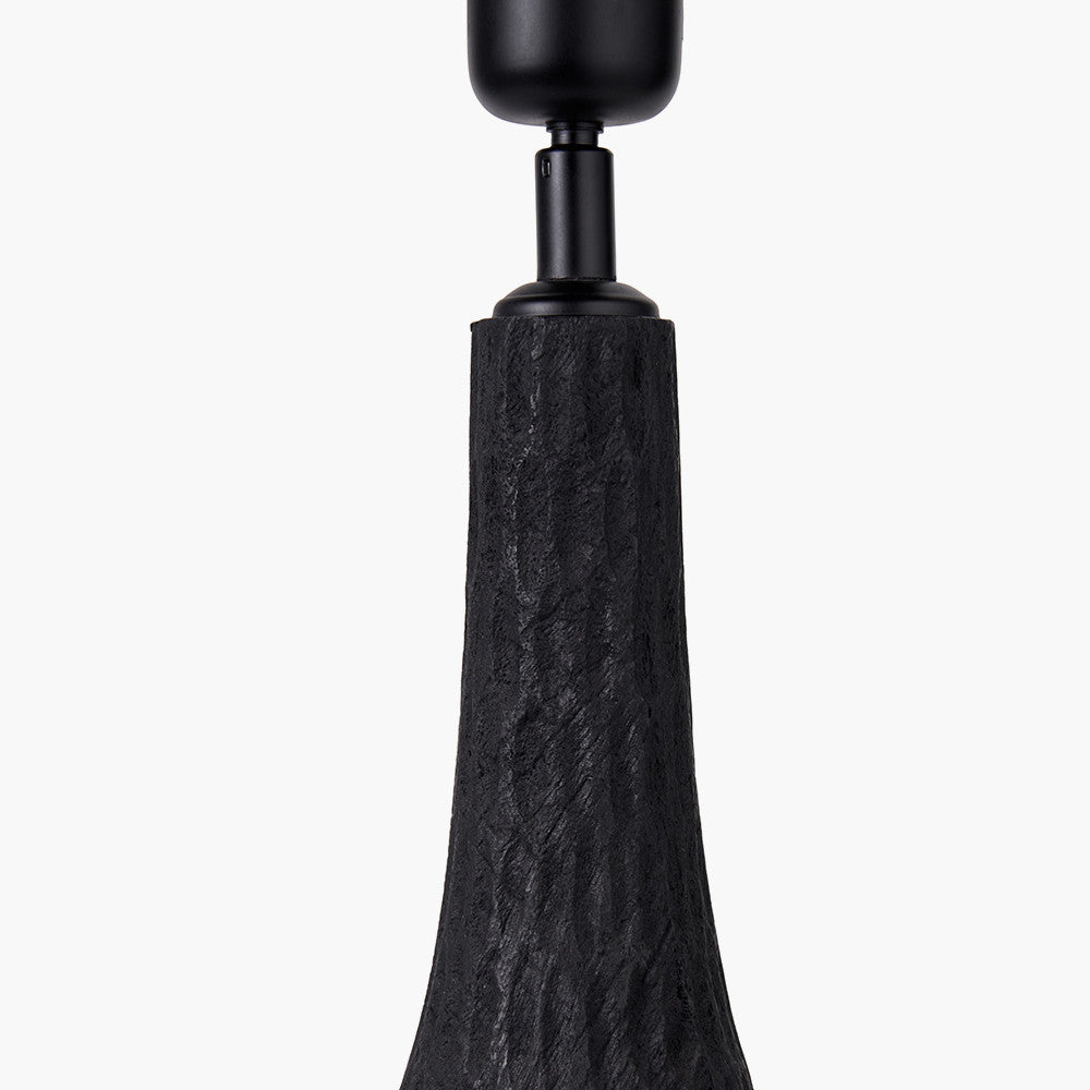 Ioan Black Engraved Wood Bottle Table Lamp - Base Only